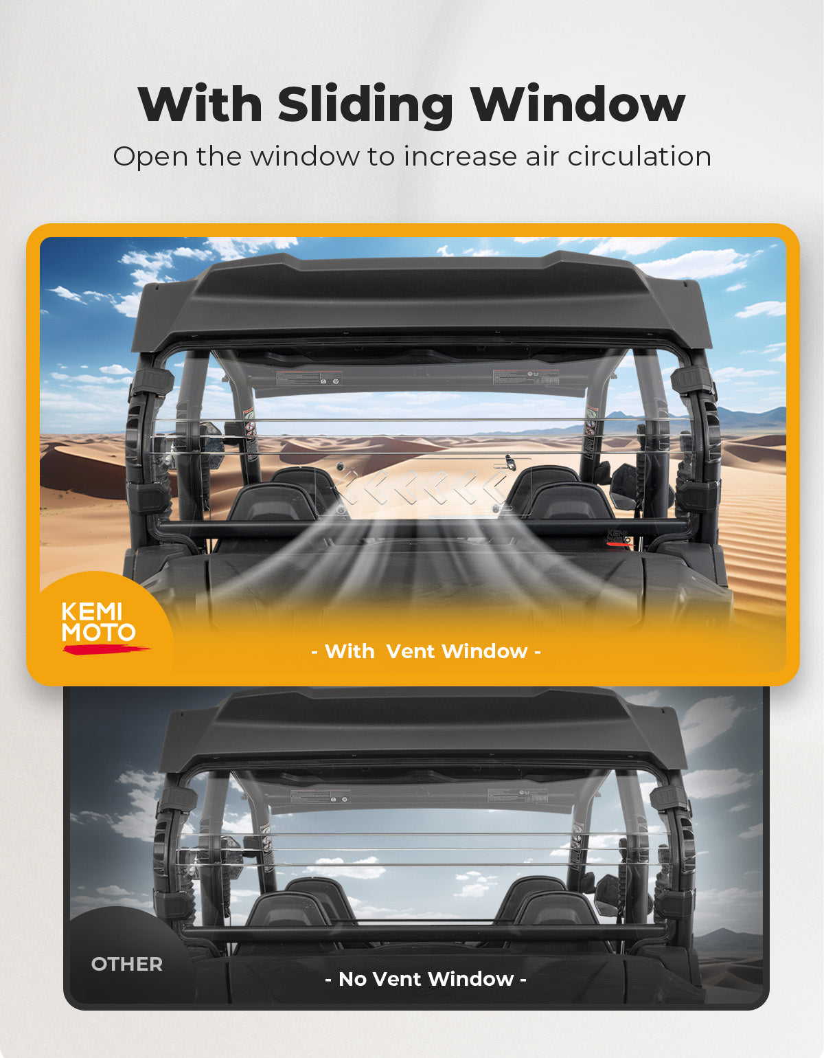 Rear Windshield w/Sliding Window for 2023+ CFMOTO ZForce 950 Sport | 800Trail - Kemimoto