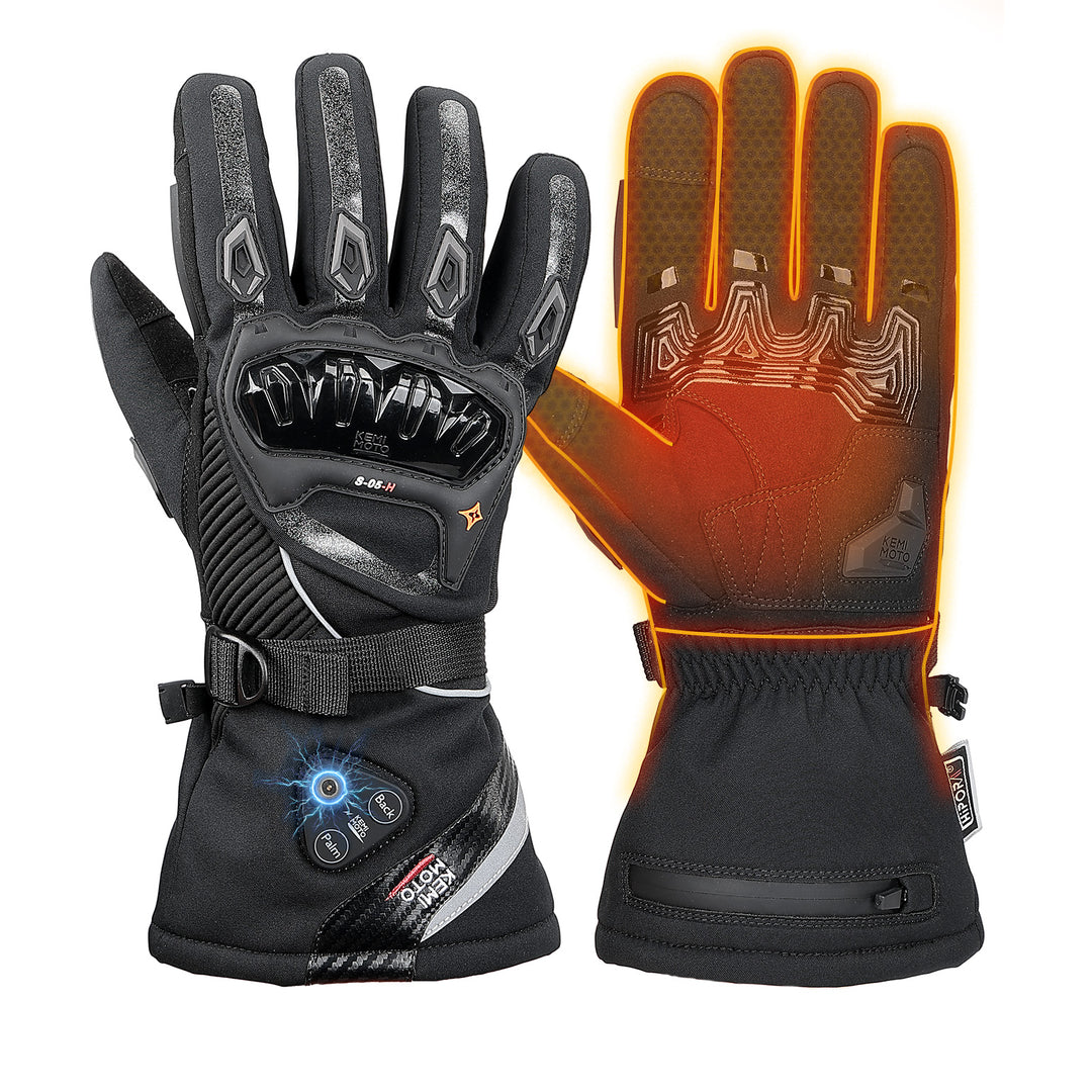 Heated Winter Motorcycle Riding Gloves  Gear with Magnetic Quick-Release Power Cable