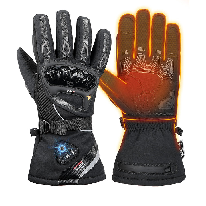 Heated Winter Motorcycle Riding Gloves  Gear with Magnetic Quick-Release Power Cable