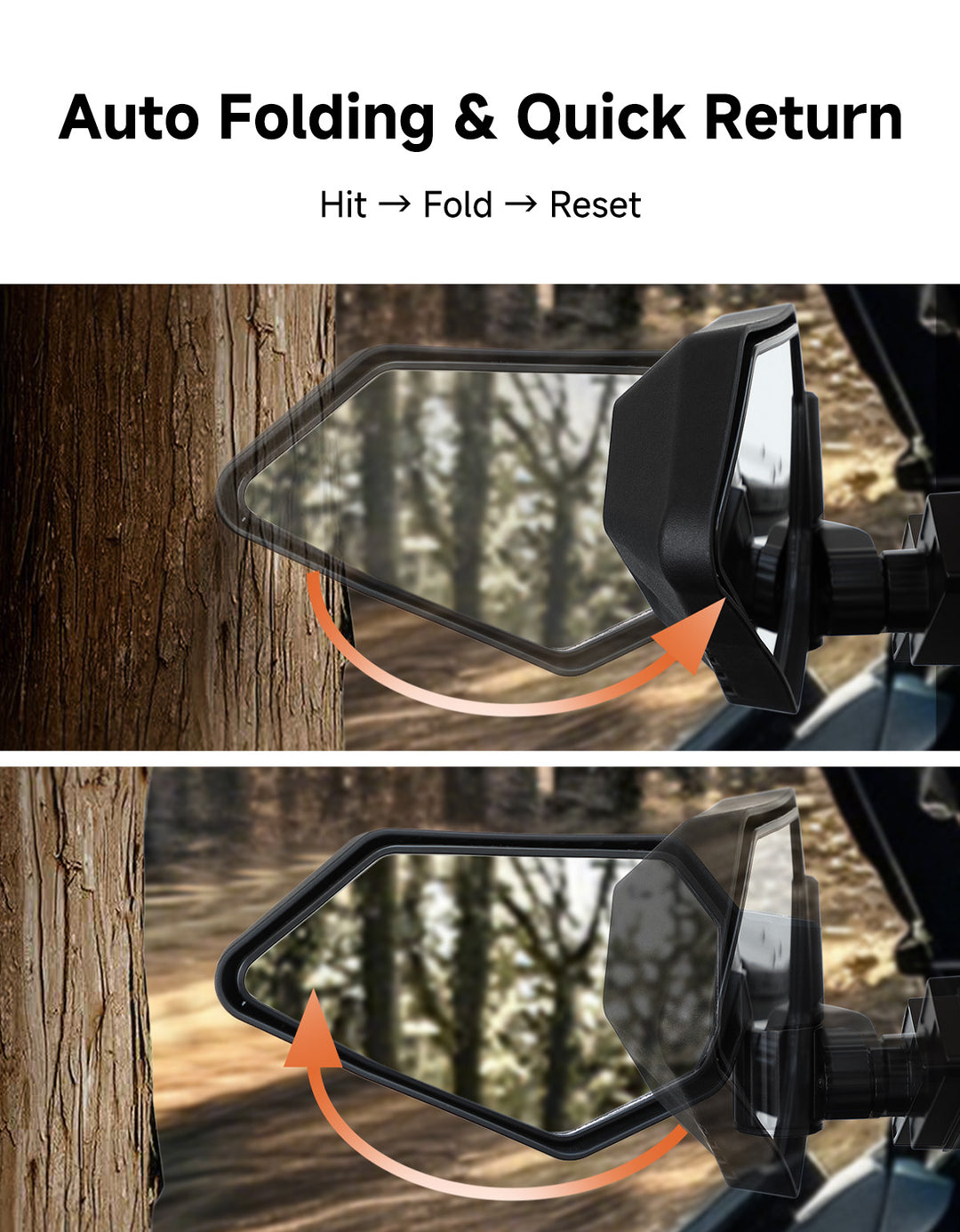 Side Mirrors with Spring-Back Auto Reset, Fit Can-Am Maverick X3 / MAX US Flag Pattern - Kemimoto