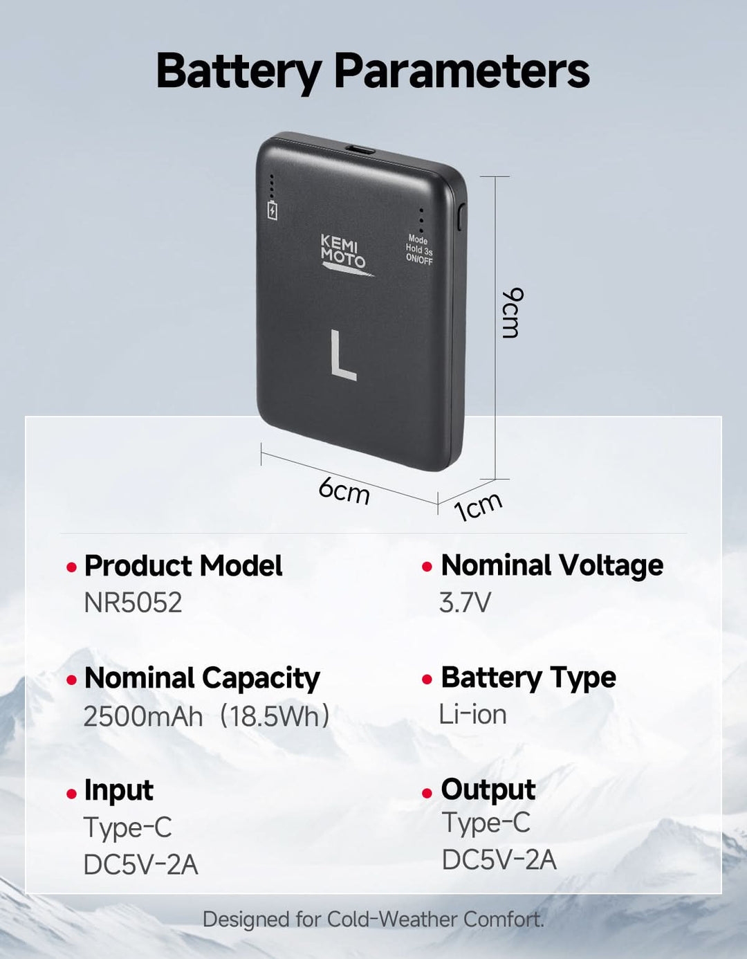 Battery for heated socks