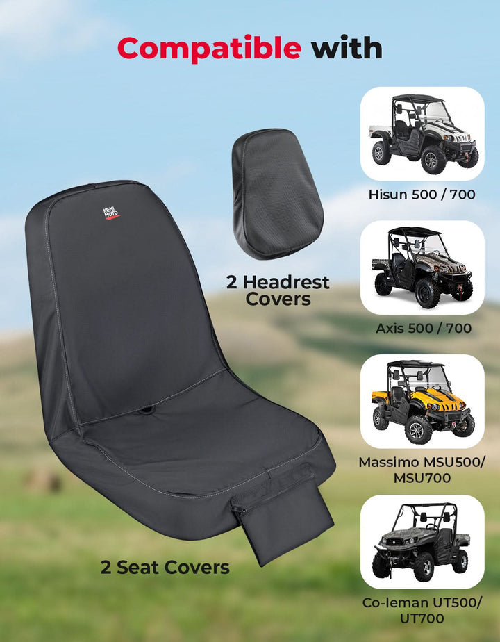UTV Waterproof Seat Cover for Hisun/Axis, Massimo, Coleman 500/700 (2 Pcs) - Kemimoto