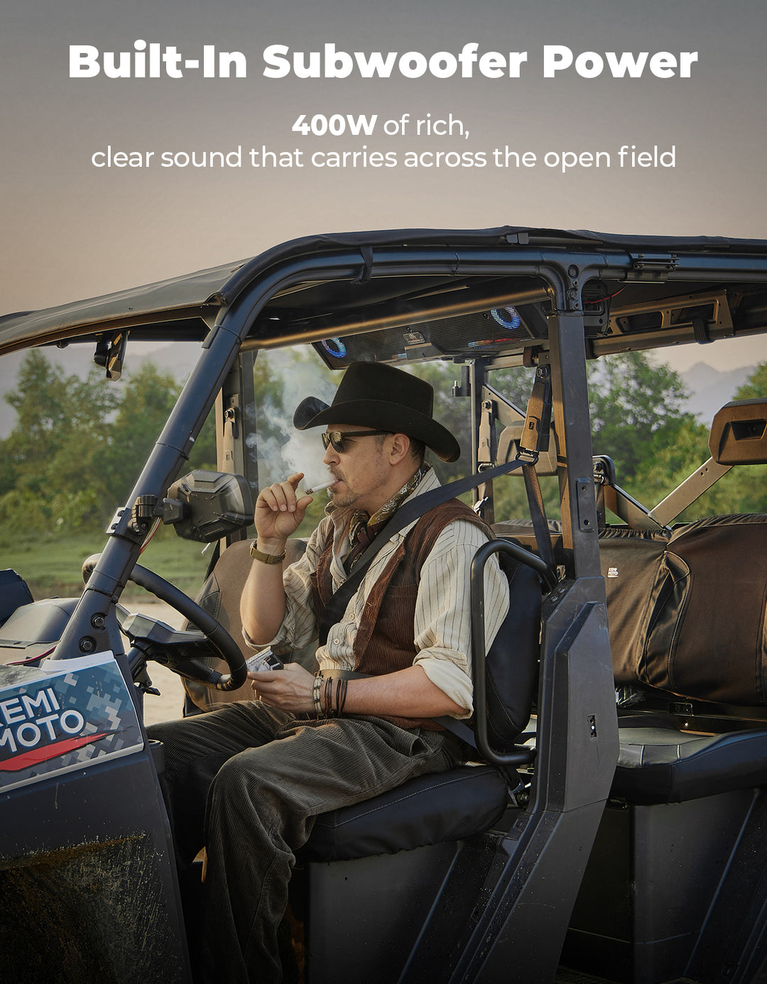 34.25" UTV Bluetooth Sound Bar with Dual Subwoofers, IP66 Waterproof 10-Speaker System