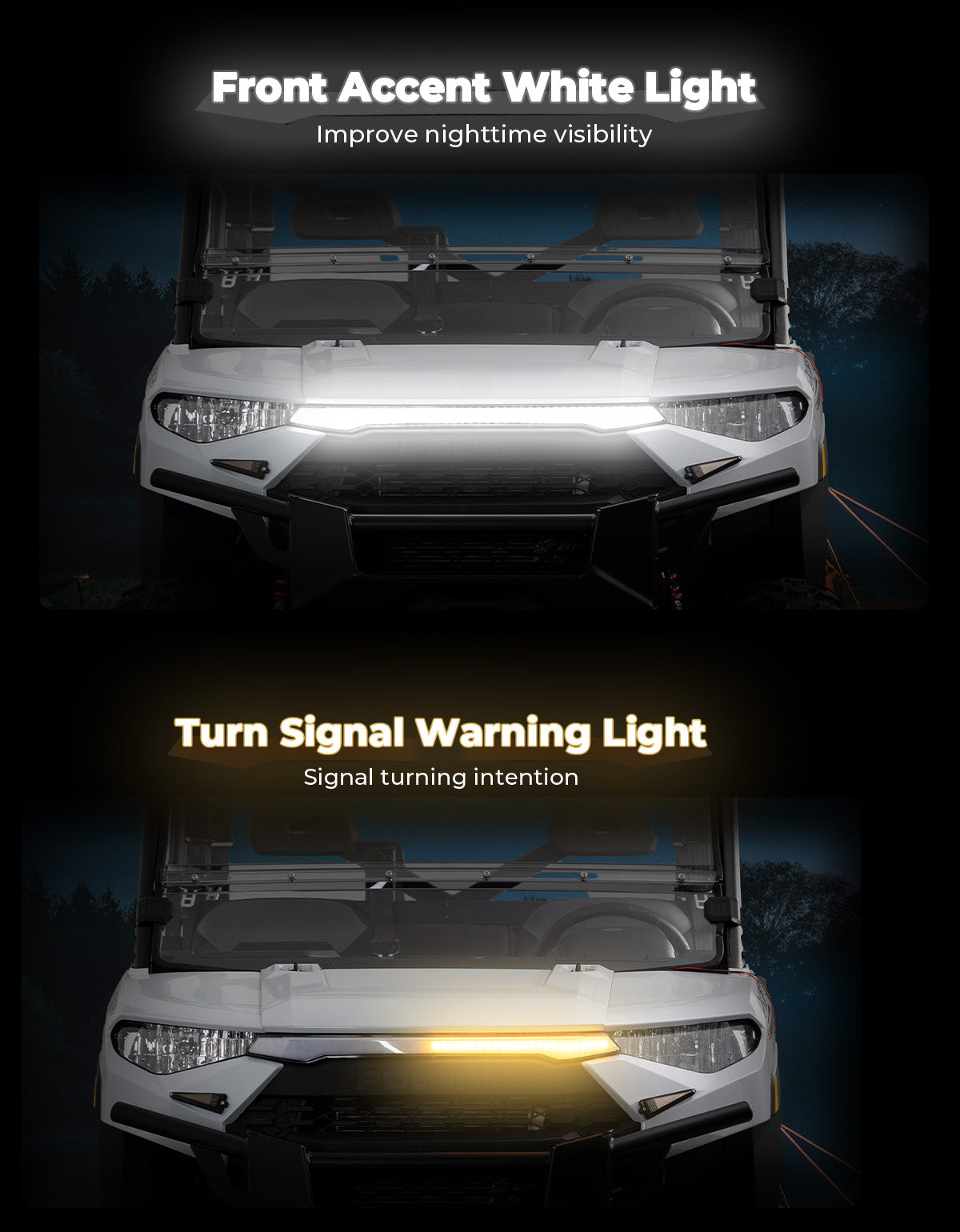 LED Fang Lights with Turn Signals for Polaris Ranger xp 1000 /Crew 2018-2024 - Kemimoto