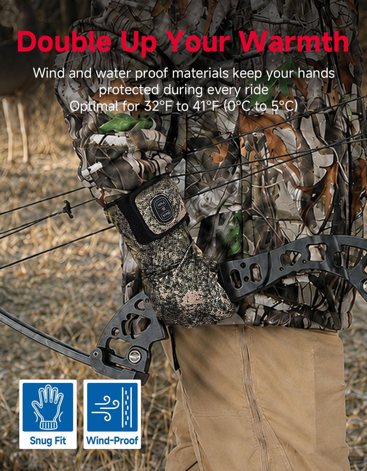 Camo Heated Hunting Gloves with Touchscreen