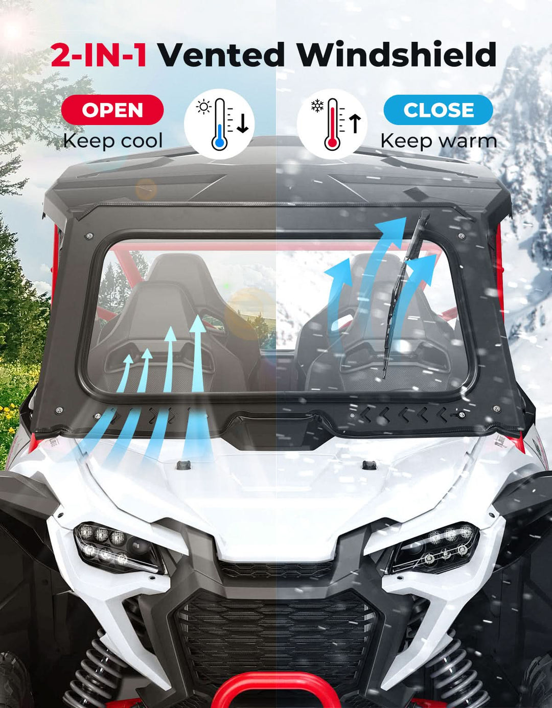 8MM Glass Windshield with Wiper for Honda Talon 1000