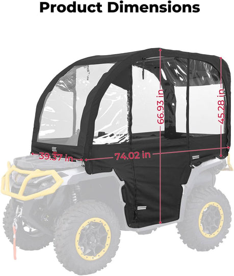 3-in-1 Extra Large ATV Cab Enclosure for Polaris, Can-Am, Kawasaki, Arctic Cat, CFMOTO - Kemimoto