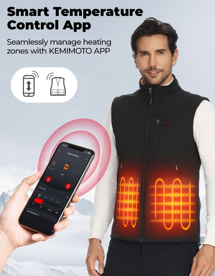 Windproof Heated Vest with APP & Remote Control 10000mAh Battery