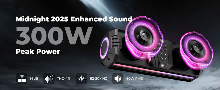 Midnight 40 16" Bluetooth Sound Bar –2025 Compact RGB UTV Speaker for Golf Cart, ATV, Polaris RZR - Kemimoto