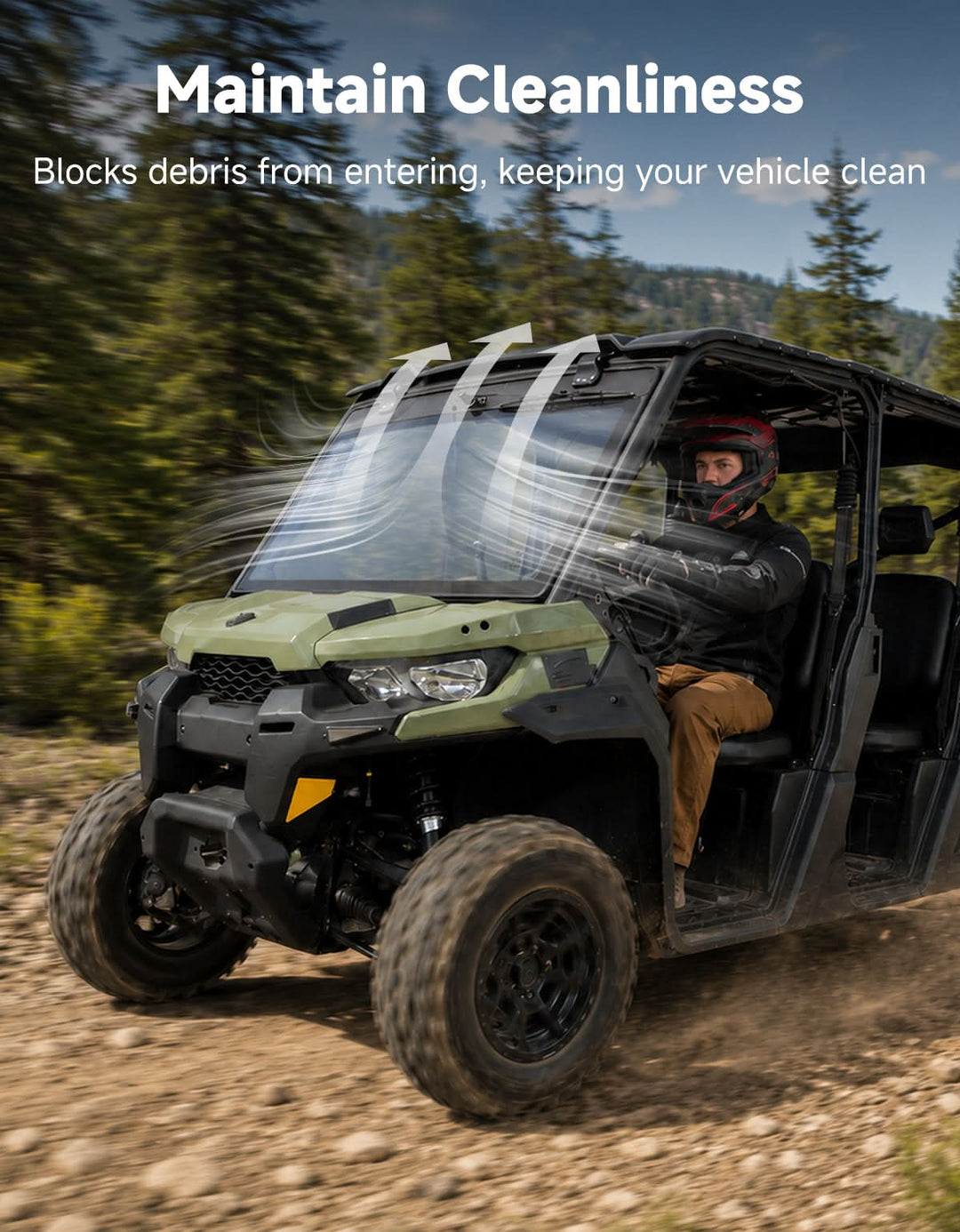 Power Flip Glass Windshield Fits Can-Am Defender