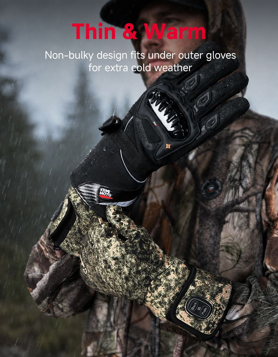 Camo Heated Hunting Gloves with Touchscreen