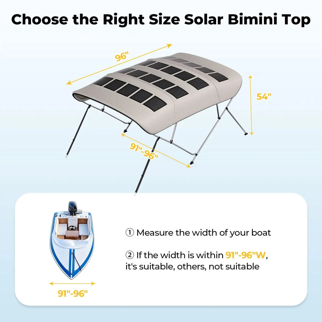 BougeRV 200W N-Type Solar Bimini Top for Boats
