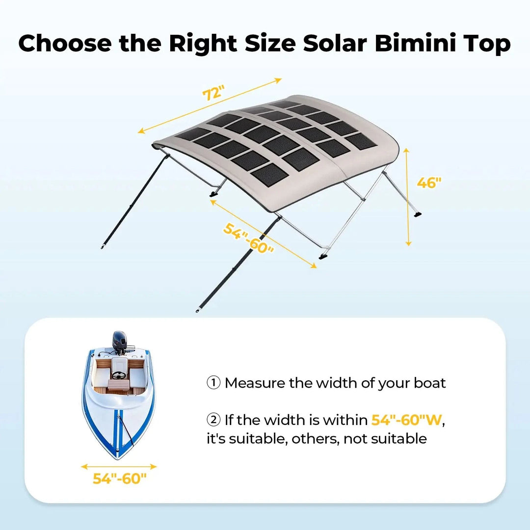 BougeRV 200W N-Type Solar Bimini Top for Boats