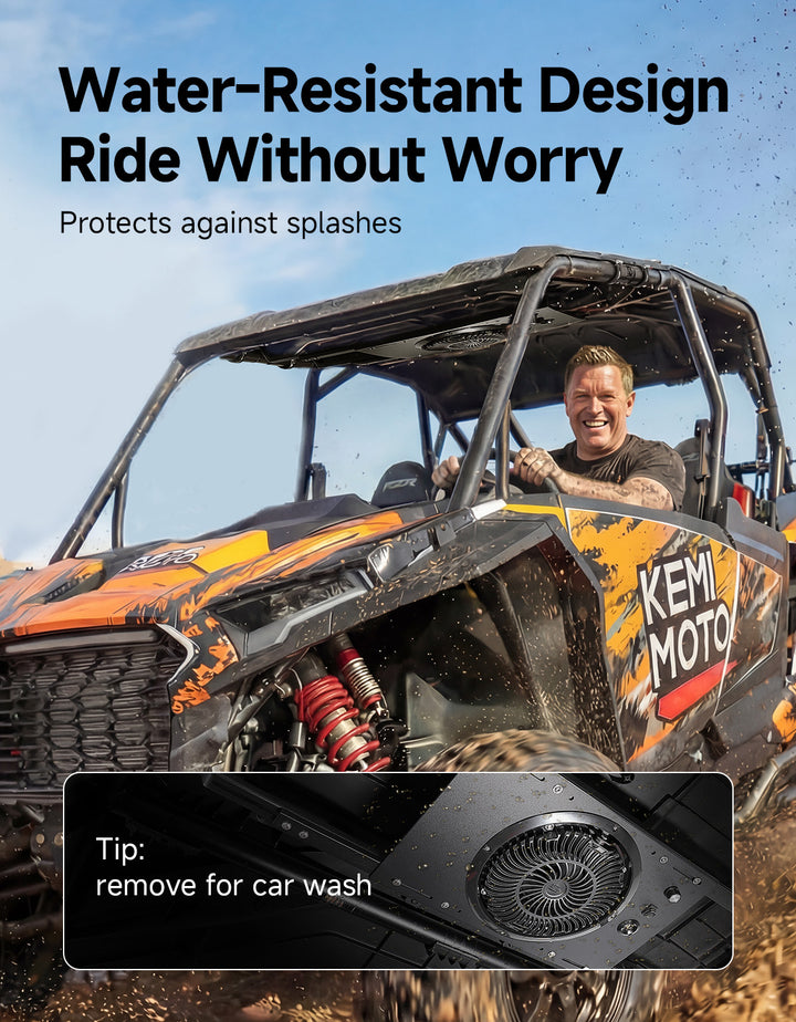 Single Overhead Fan for UTV with 37-53 inch Roof Width for Polaris Can-Am - Kemimoto