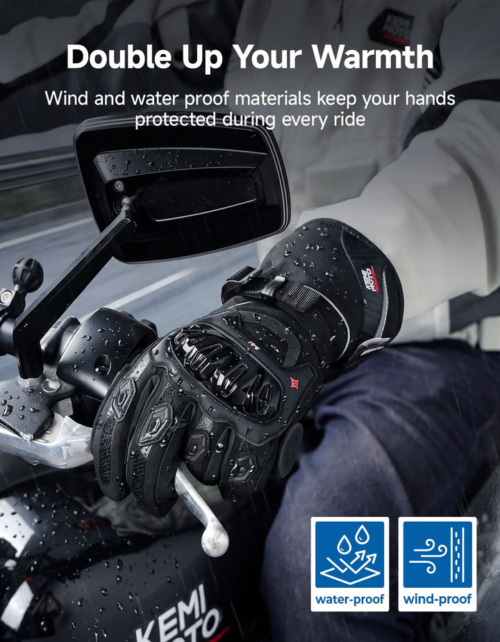 Rainproof Riding Warm Gloves with Touchscreen for Motorcycle Riding, ATV, UTV, Snowmobile