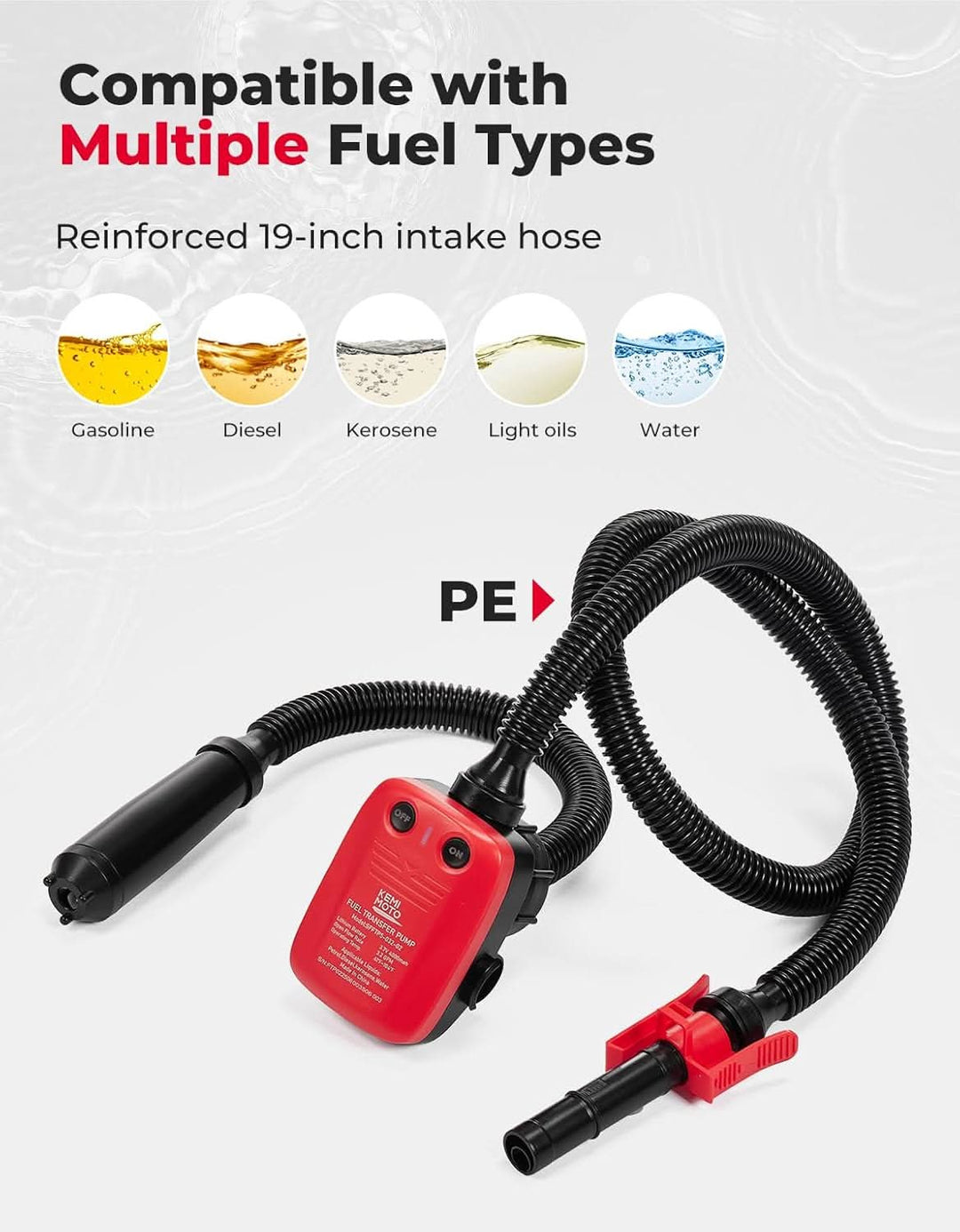 41" Hose Fuel Transfer Pump with Automatic Shut-Off Sensor - Kemimoto