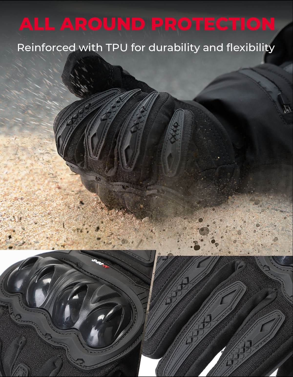 Heated Motorcycle Gloves with Knuckle Protection