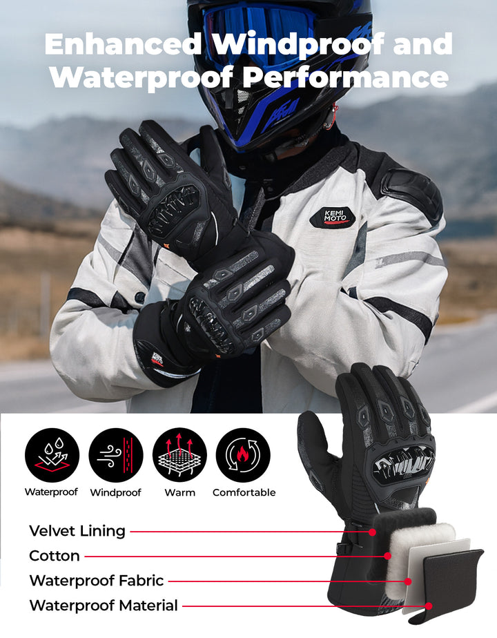 Motorcycle Winter Warm Gloves - Kemimoto