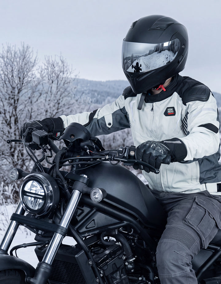 Motorcycle Winter Gloves Men Warm Touchscreen Carbon Fiber Protection