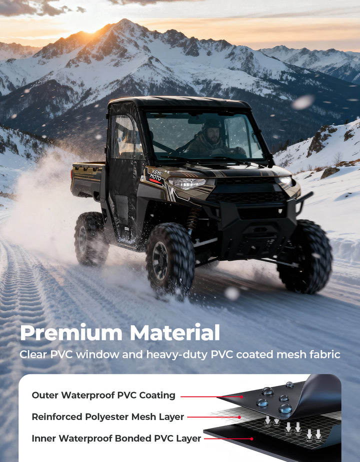 UTV Cab Enclosure Upper Doors for Ranger XP 1000 (2017-2025)