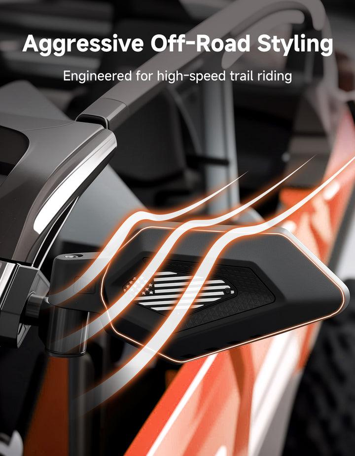 Side Mirrors with Spring-Back Auto Reset, Fit Can-Am Maverick X3 / MAX US Flag Pattern - Kemimoto