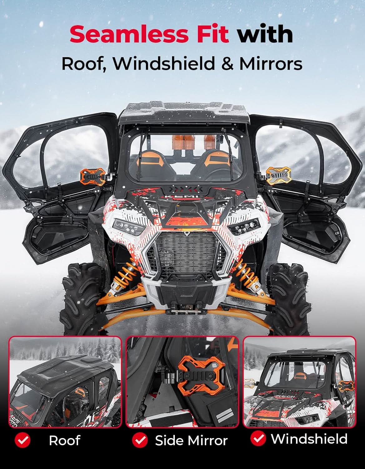 Polaris RZR XP4 1000 Soft Upper Doors with Steel Door Frame – Kemimoto