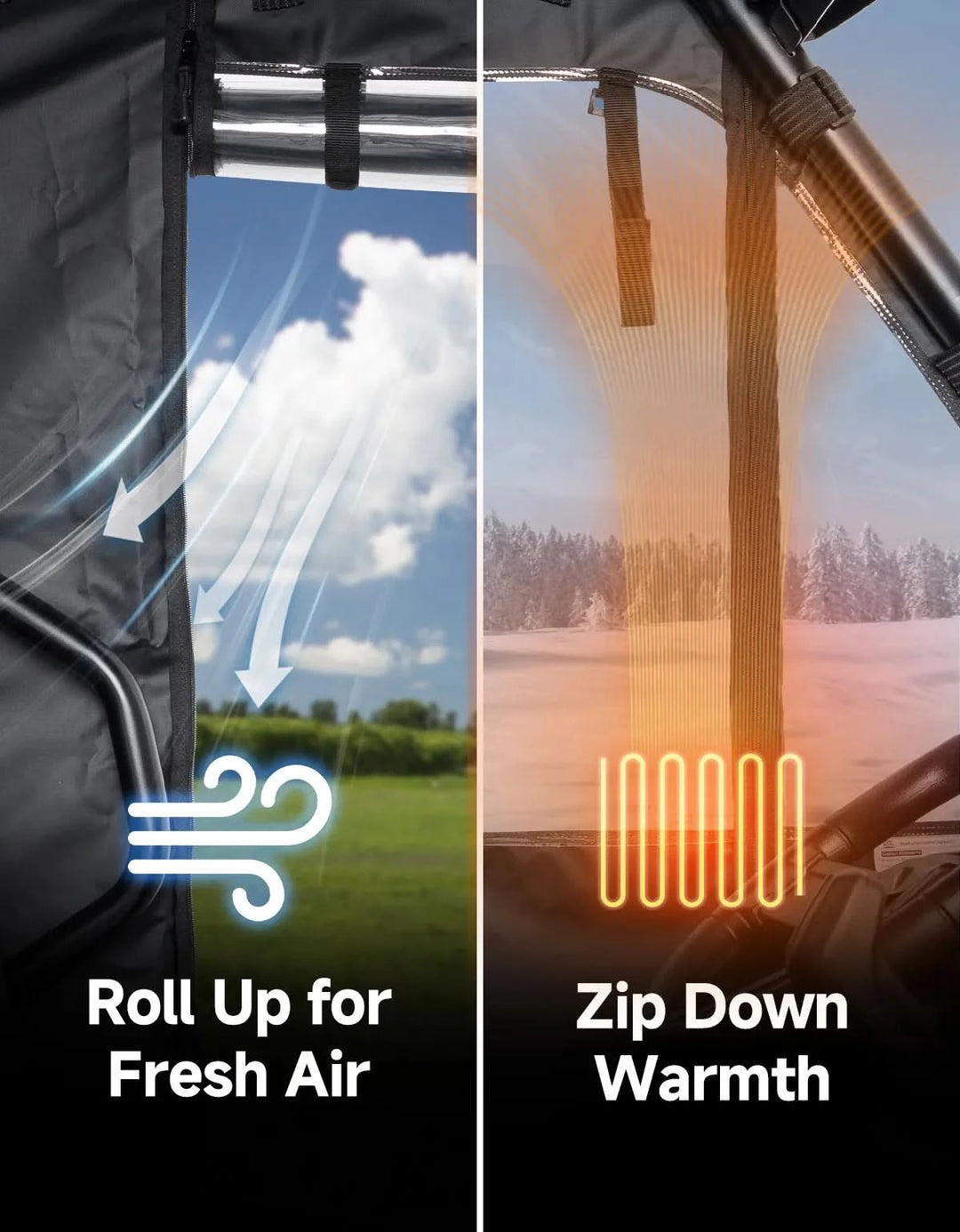 UTV Soft Doors for Polaris Ranger 500 2026, 2-Door Set