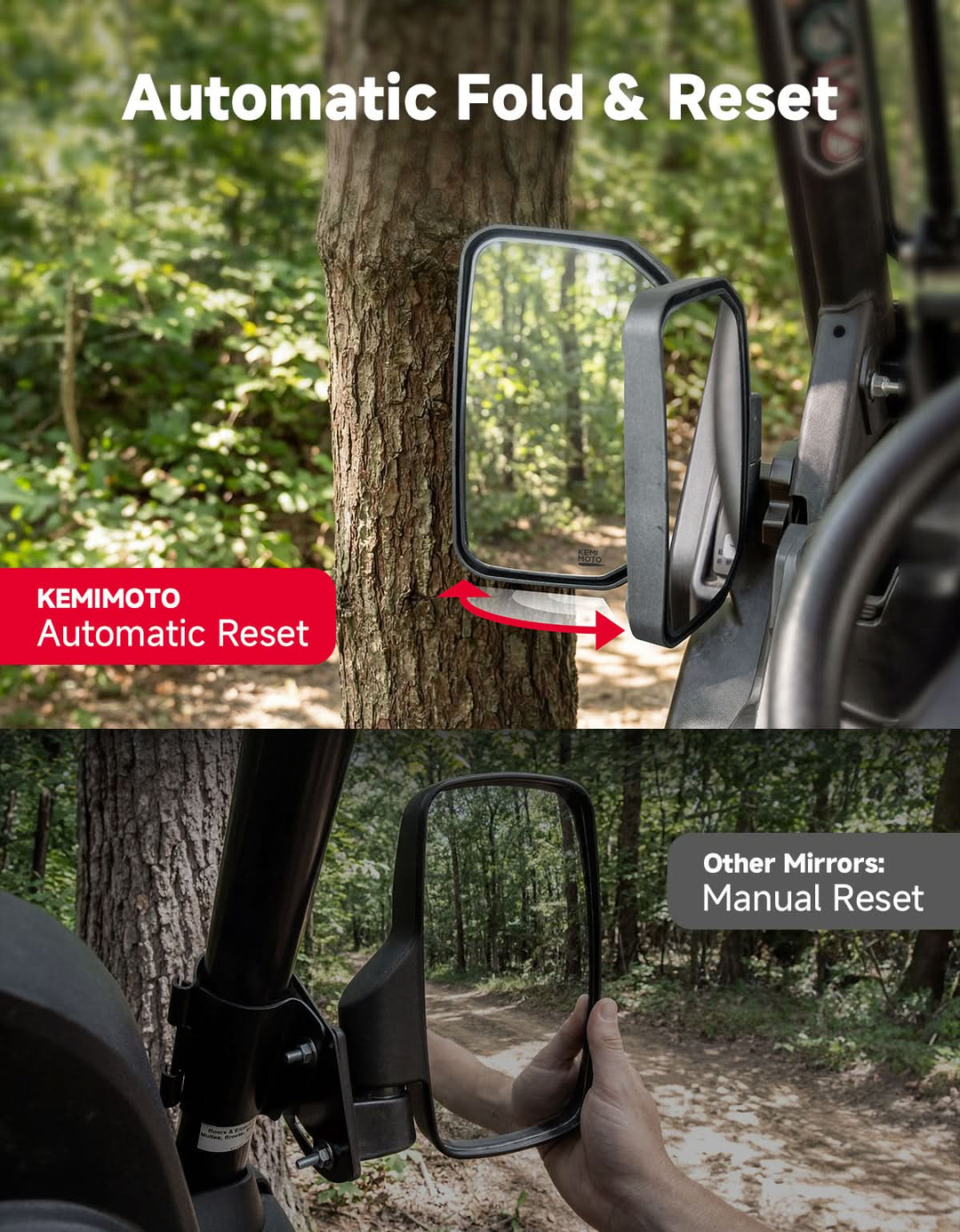 Auto-Reset UTV Side Mirrors Compatible with Can-Am Defender 2016+