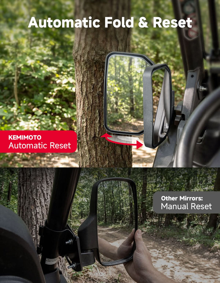 Auto-Reset UTV Side Mirrors Compatible with Can-Am Defender 2016+