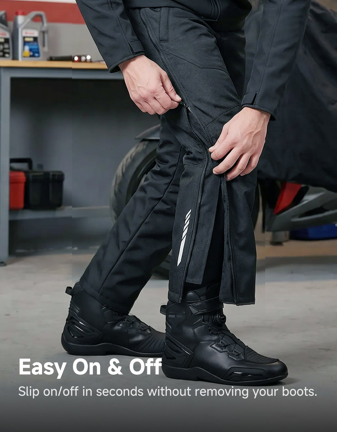 Full-Leg Quick-Off CE Armor Windproof Heated Motorcycle Overpants