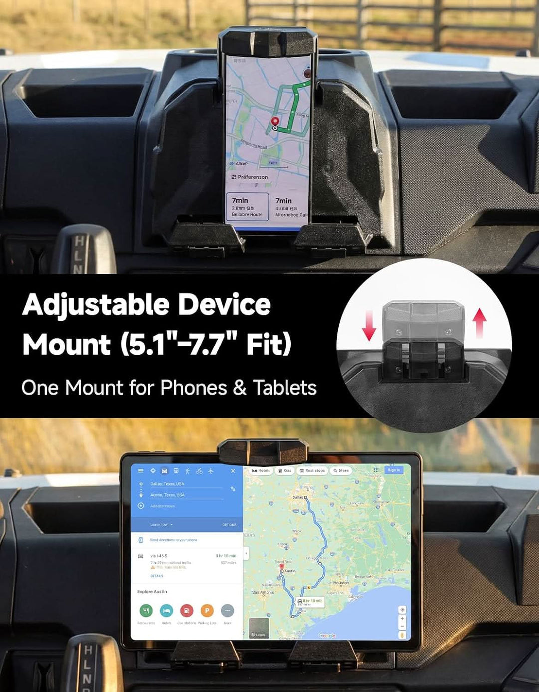 Spring Back Tablet Holder for Polaris Ranger 1000 / XP 1000 / Crew - Kemimoto