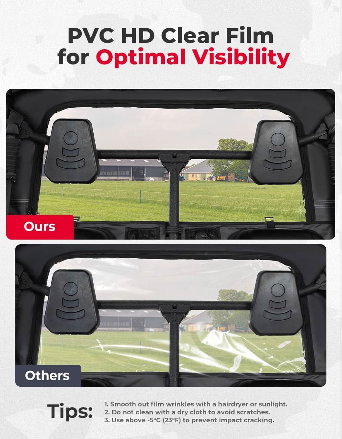 UTV Soft Rear Windshield for Hisun 500/700, Massimo MSU500/700 & Cub Cadet 500/700 - Kemimoto
