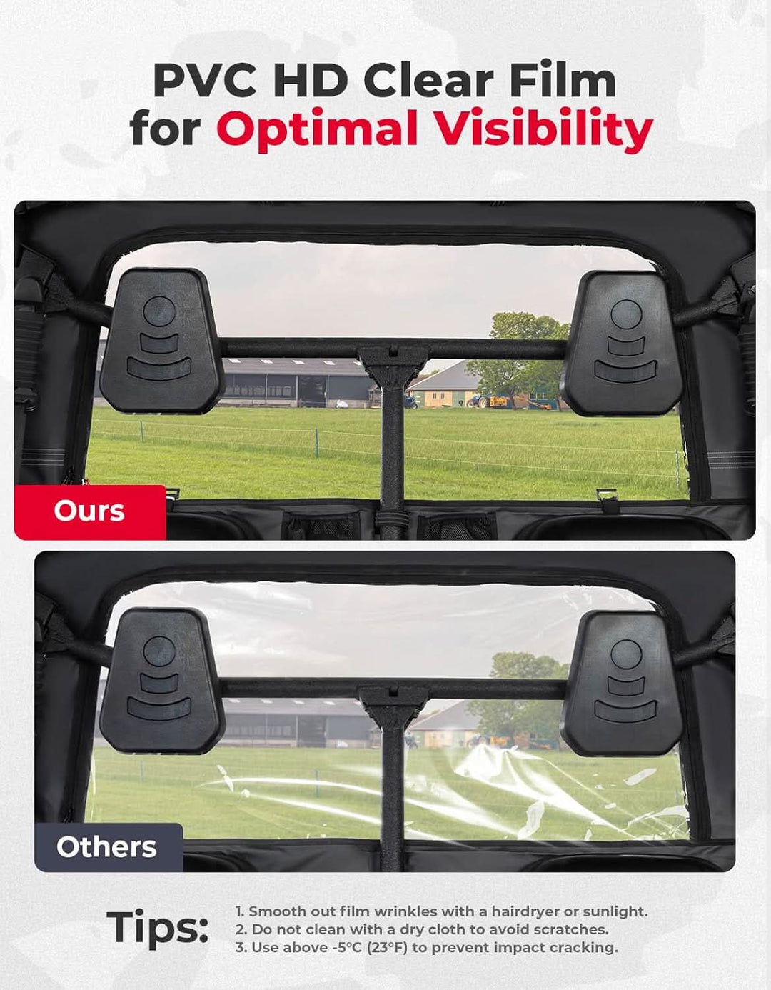 UTV Soft Rear Windshield for Hisun 500/700, Massimo MSU500/700 & Cub Cadet 500/700