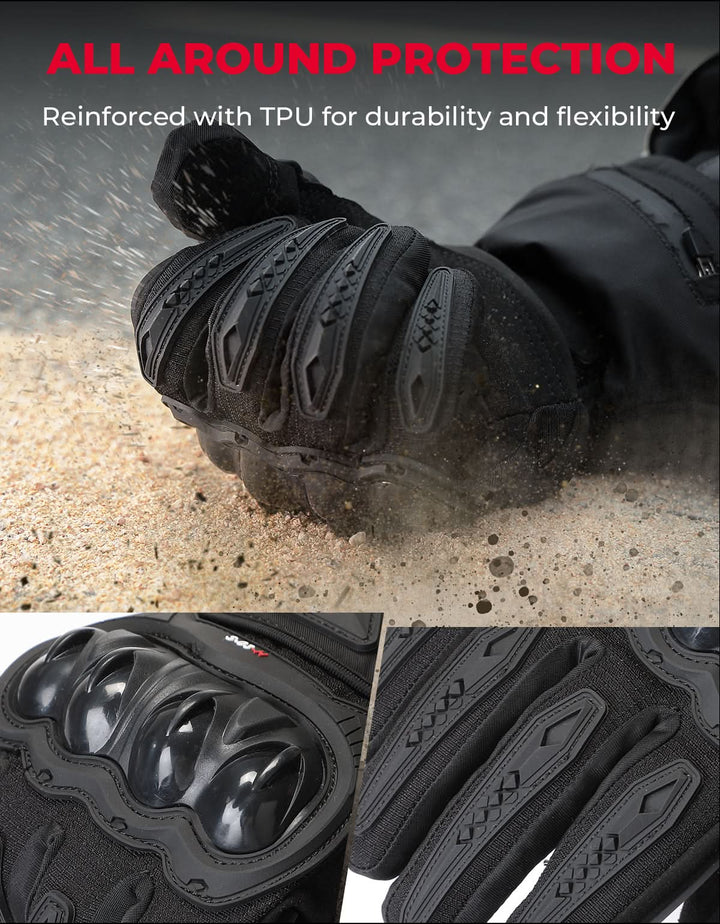 Heated Motorcycle Gloves Waterproof Windproof Touchscreen with Batteries - Kemimoto