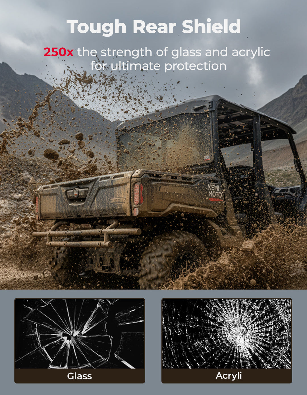 Rear Tinted Windshield for Can-Am Defender HD5/8 /10/MAX - Kemimoto