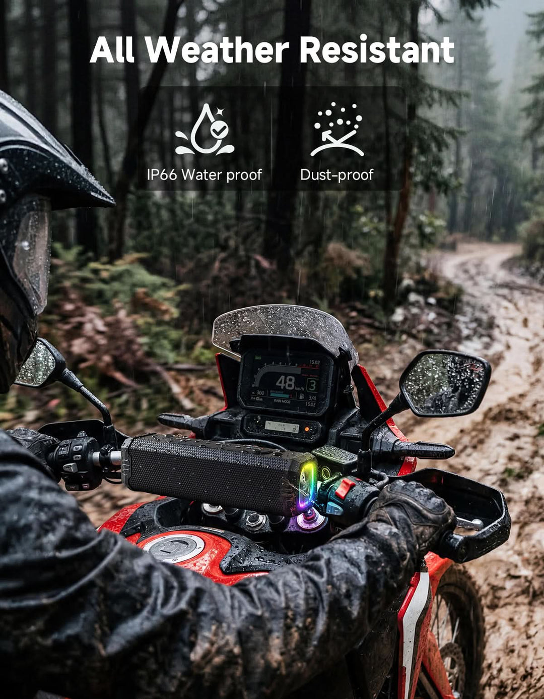 Motorcycle Universal Bluetooth Sound Bar with RGB Lights - Kemimoto