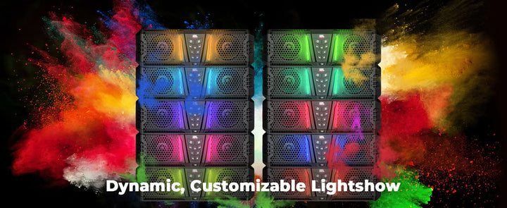 Midnight 40 16" Bluetooth Sound Bar –2025 Compact RGB UTV Speaker for Golf Cart, ATV, Polaris RZR - Kemimoto