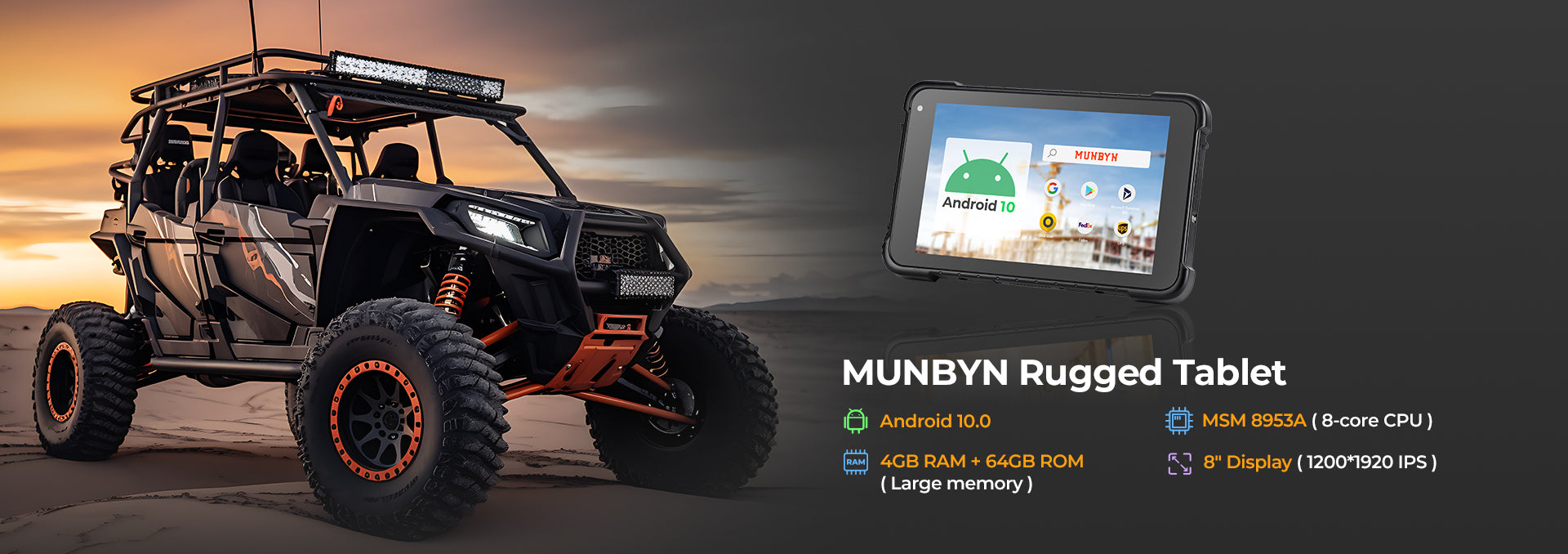 MUNBYN Rugged Android Tablet