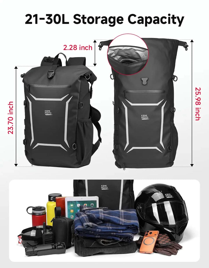 21-30L Waterproof Dry Bag Helmet Backpack，Motorcycle Backpack