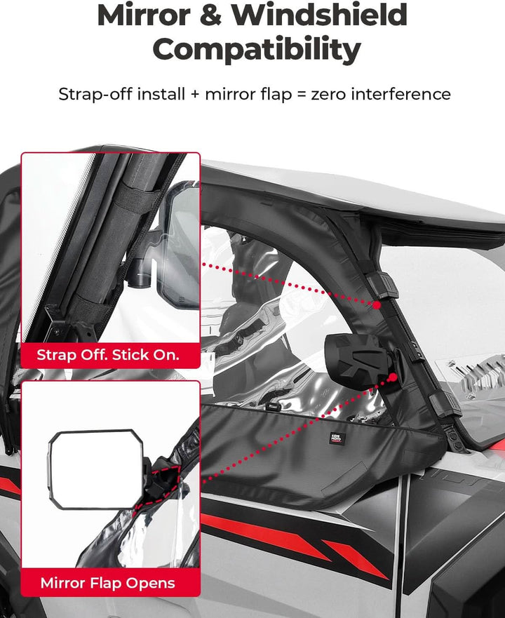 UTV Soft Upper Doors Compatible with Polaris General 1000 / XP 1000 - Kemimoto