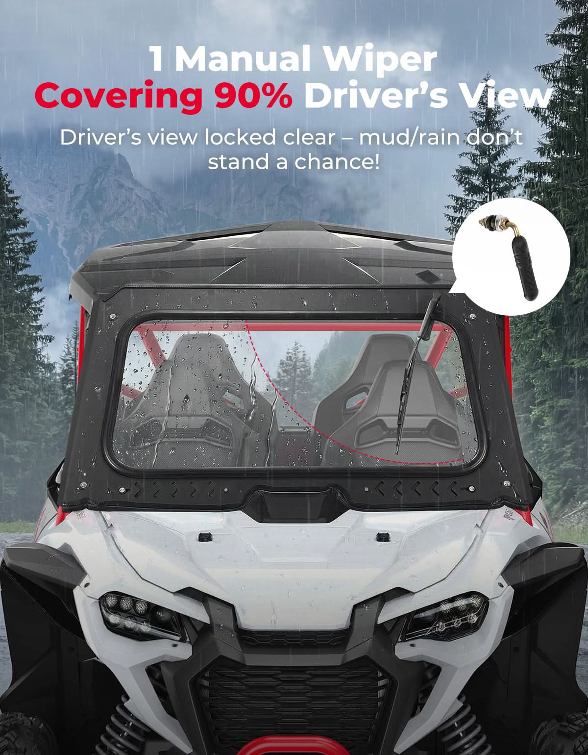 8MM Glass Windshield with Wiper for Honda Talon 1000 - Kemimoto