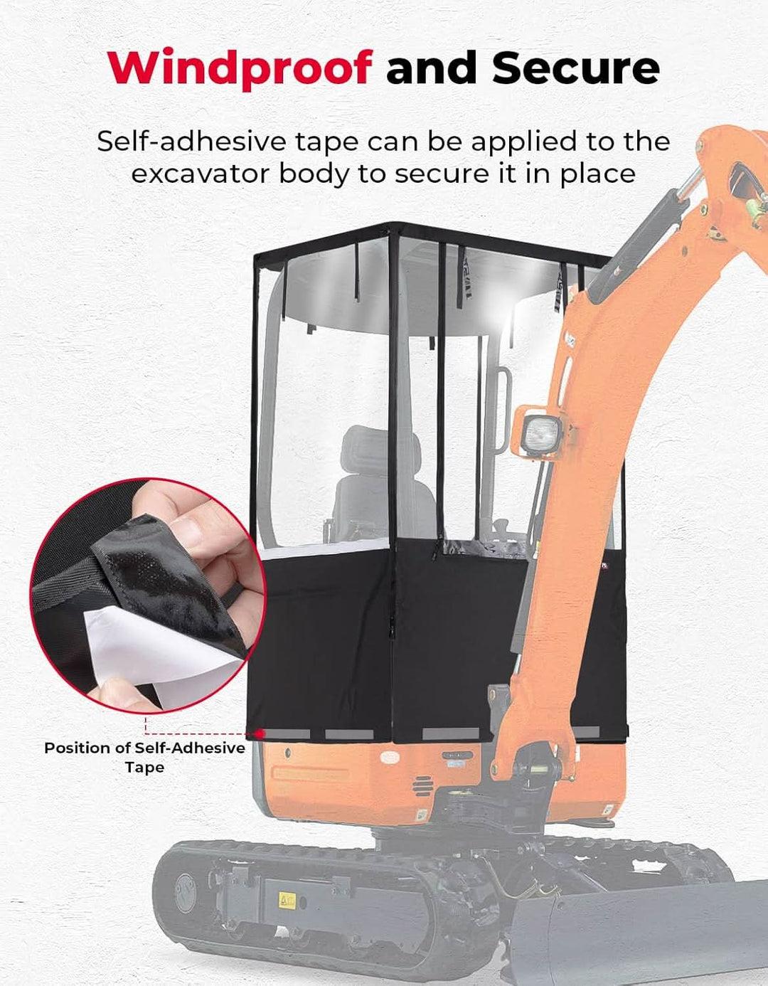 Mini Excavator Cover 600D Oxford Fabric for Bobcat E20 & Kubota U17 (1760-3530 lbs) - Kemimoto