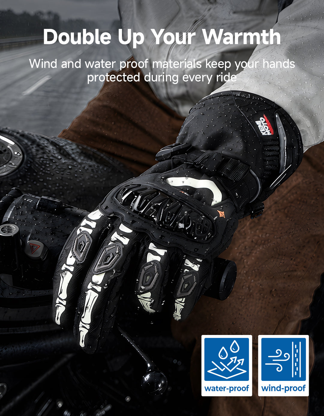 Rainproof Riding Warm Gloves with Touchscreen for Motorcycle Riding