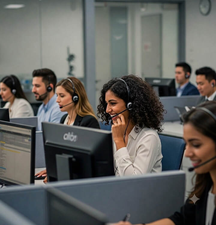 Dedicated customer support center showing team members resolving online inquiries for powersports and off-road riders.