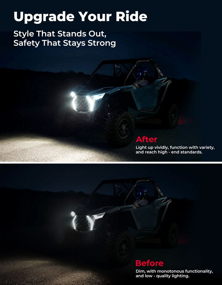 LED Grille Fang Lights for Polaris RZR Pro XP/Pro R/S 2025 Waterproof - Kemimoto