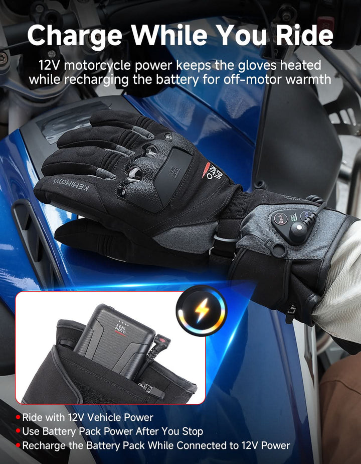Waterproof Protection Dual-Zone Heated ADV Riding Gloves