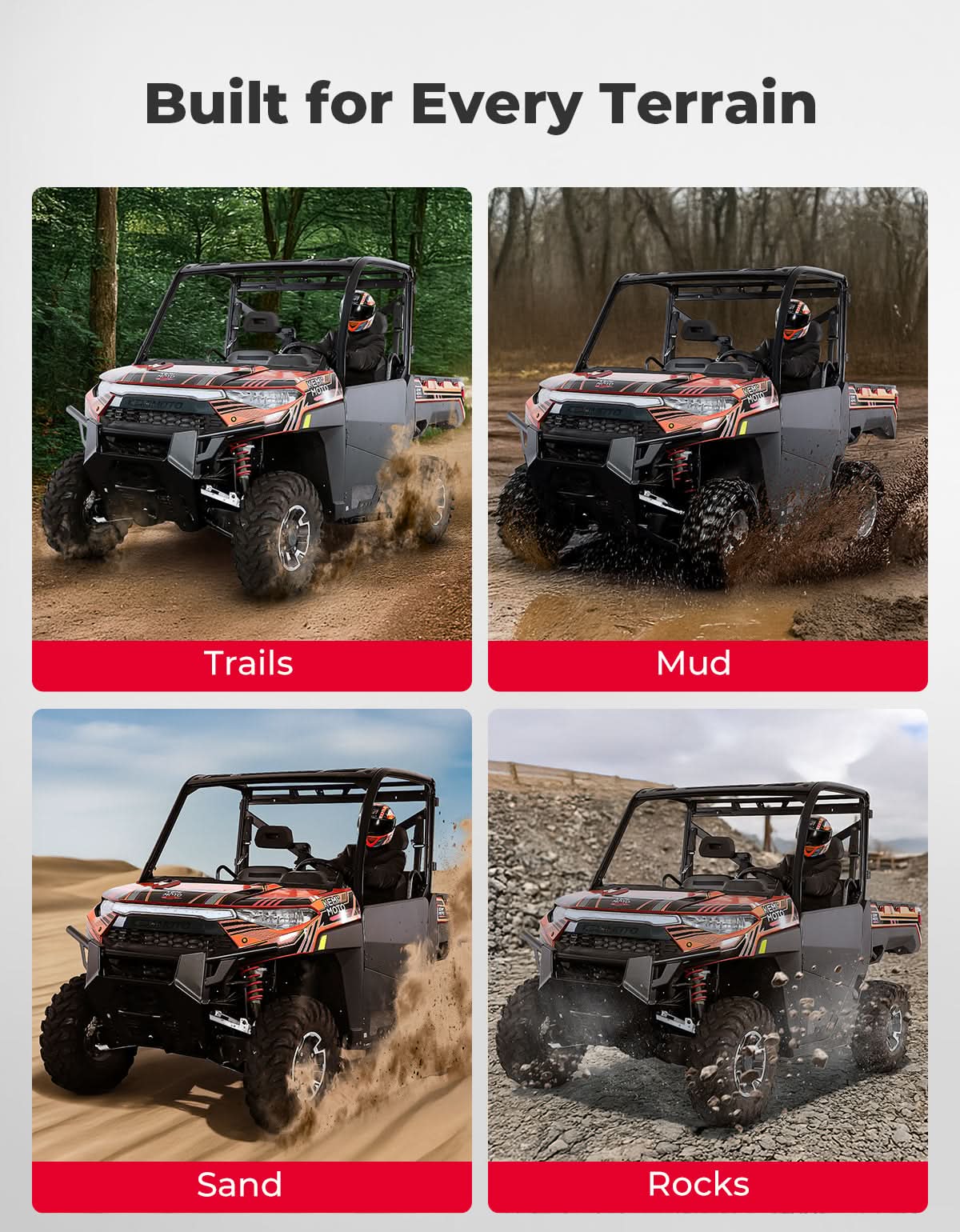 UTV Aluminum Half Door for Ranger XP 1000 2018-2025 - Kemimoto