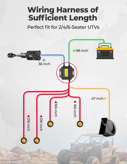 UTV/ATV Universal Turn Signal Kit with Column Switch & Horn - Kemimoto