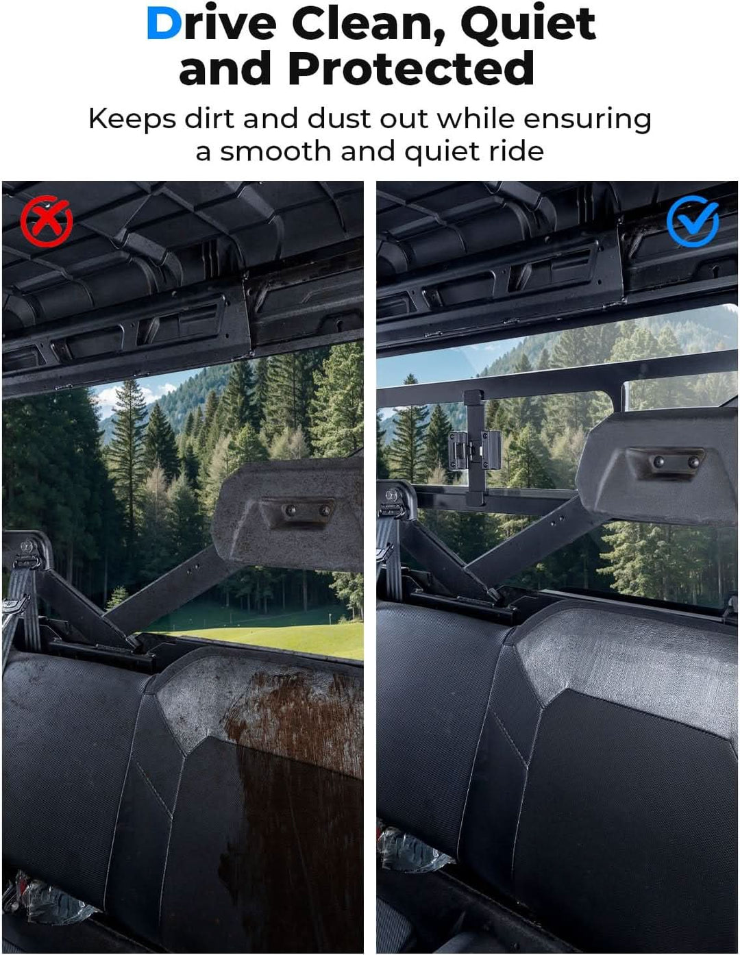 Sliding Glass Rear Window for Polaris Ranger 570 / 900 / 1000 & XP Crew (2013–2026) - Kemimoto