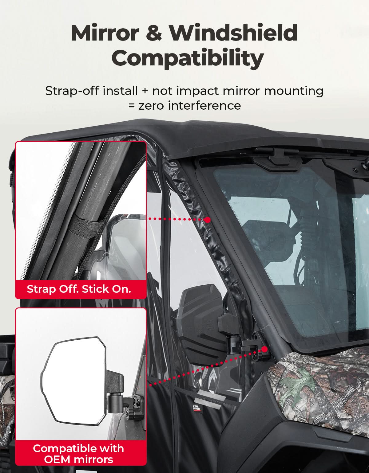 UTV Soft Full Doors Cab Enclosure for CFMOTO UFORCE U10 Pro - Kemimoto